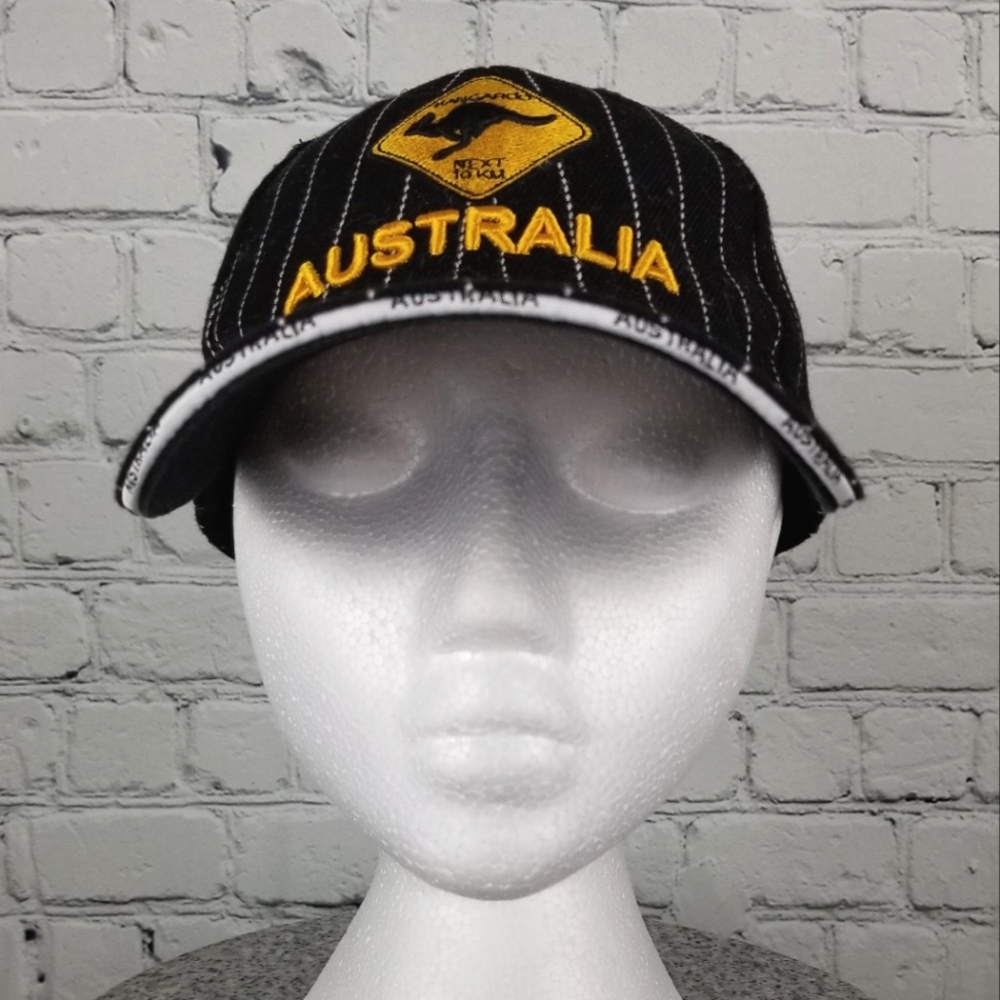 Australia kangaroo crossing pinstripe cap hat